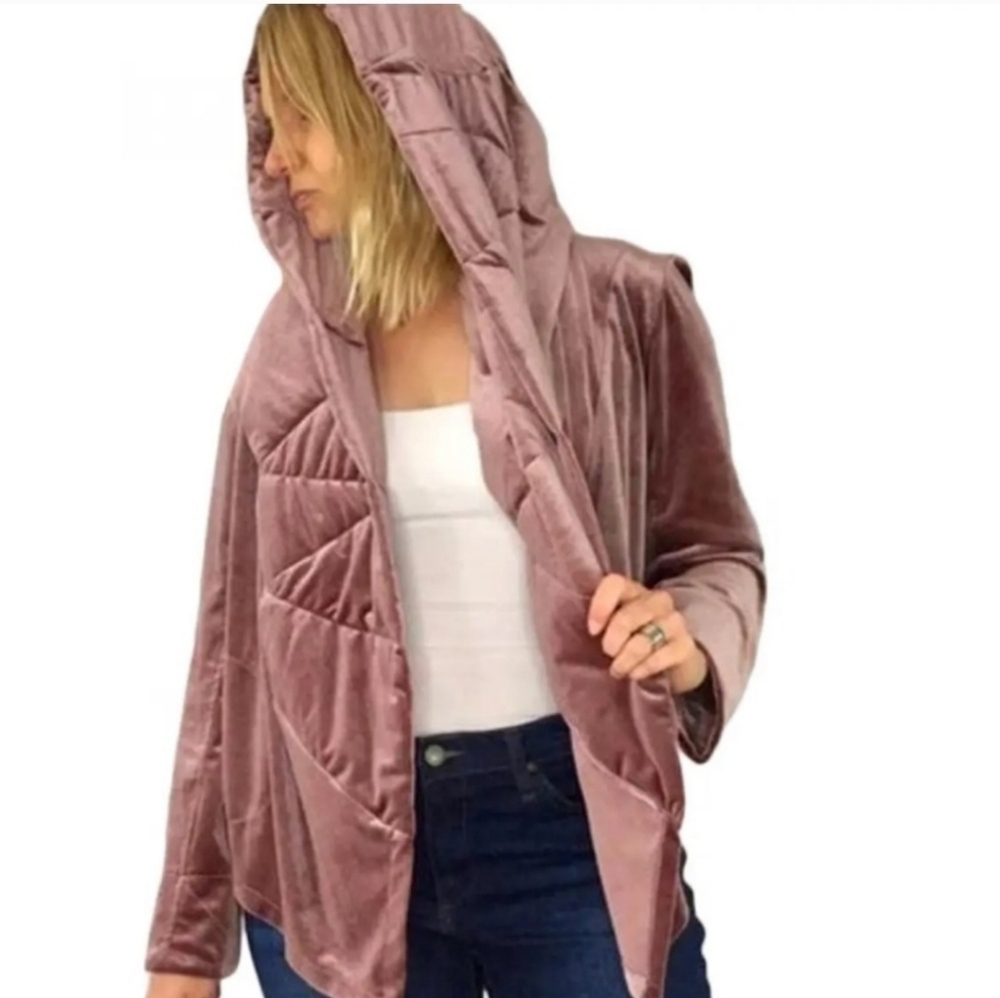 Young Fabulous & Broke Women's Hooded Velvet Jacket in Mauve